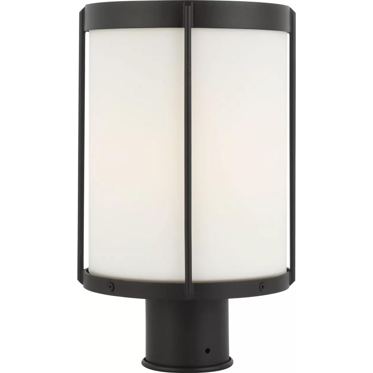 Generation Lighting GLO1741OE-TXBE Luning LED 13.38 inch Textured Black Outdoor Post Lantern in Etched White Glass