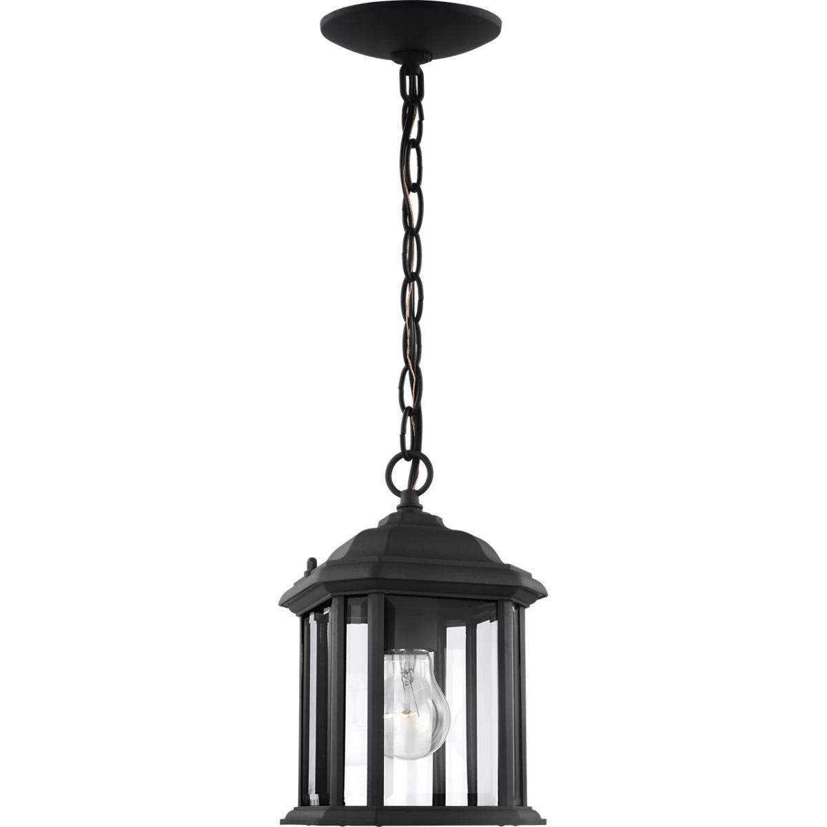 Black One Light Outdoor Semi-Flush Convertible Pendant from the Kent Collection