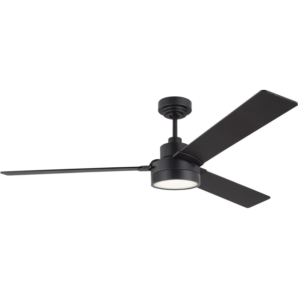 Generation Lighting 3JVR58MBKD Jovie 58 LED 58 inch Midnight Black with Midnight Black/American Walnut reversible blades Indoor/Outdoor Ceiling Fan