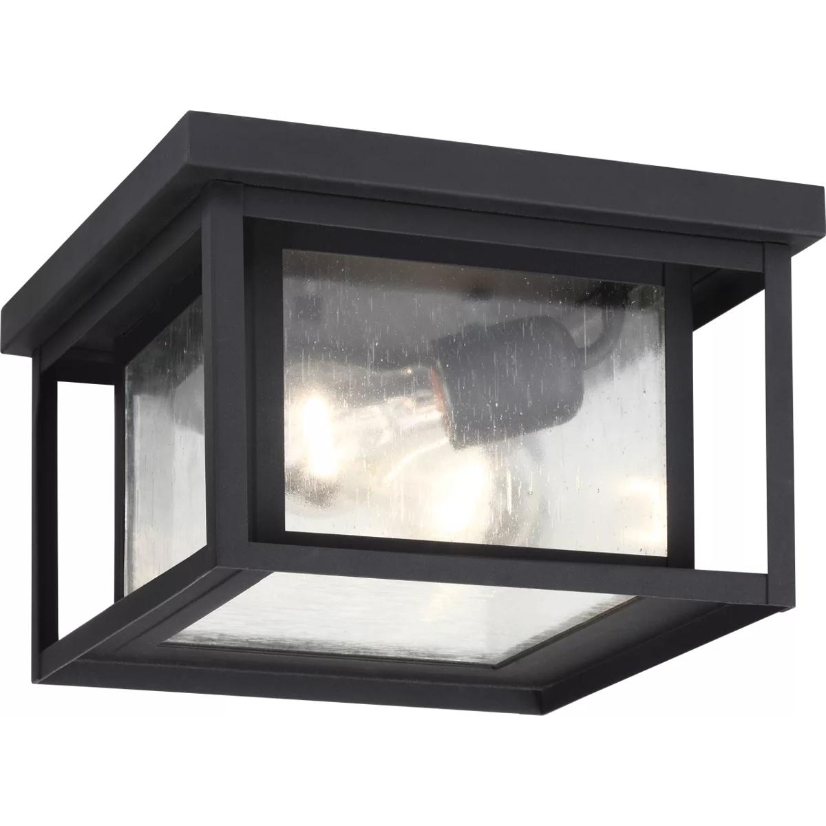 Generation Lighting 78027-12 Hunnington 2 Light 10 inch Black Outdoor Ceiling Flush Mount