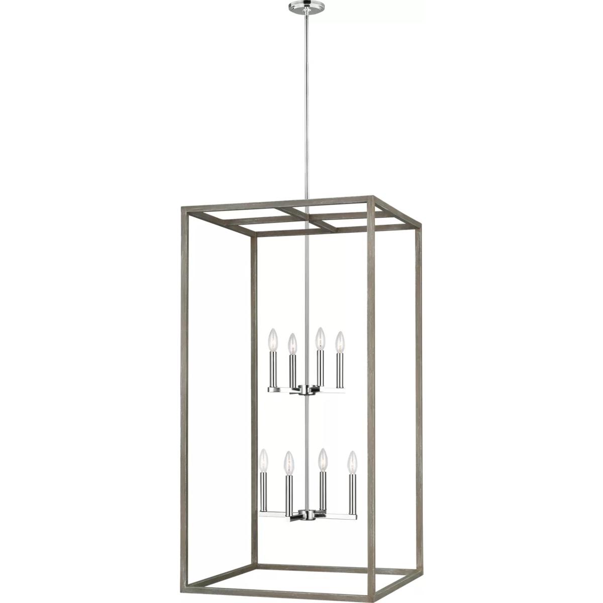 Generation Lighting 5234508-872 Moffet Street 8 Light 23.5 inch Washed Pine Foyer Pendant Ceiling Light, Extra Large
