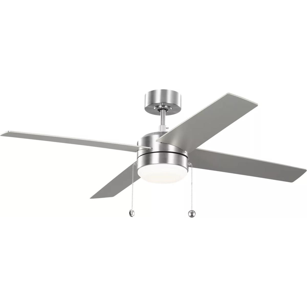 Generation Lighting 4LNI52BSAWD Loni 52 inch Brushed Steel with American Walnut/Blade Silver Ceiling Fan
