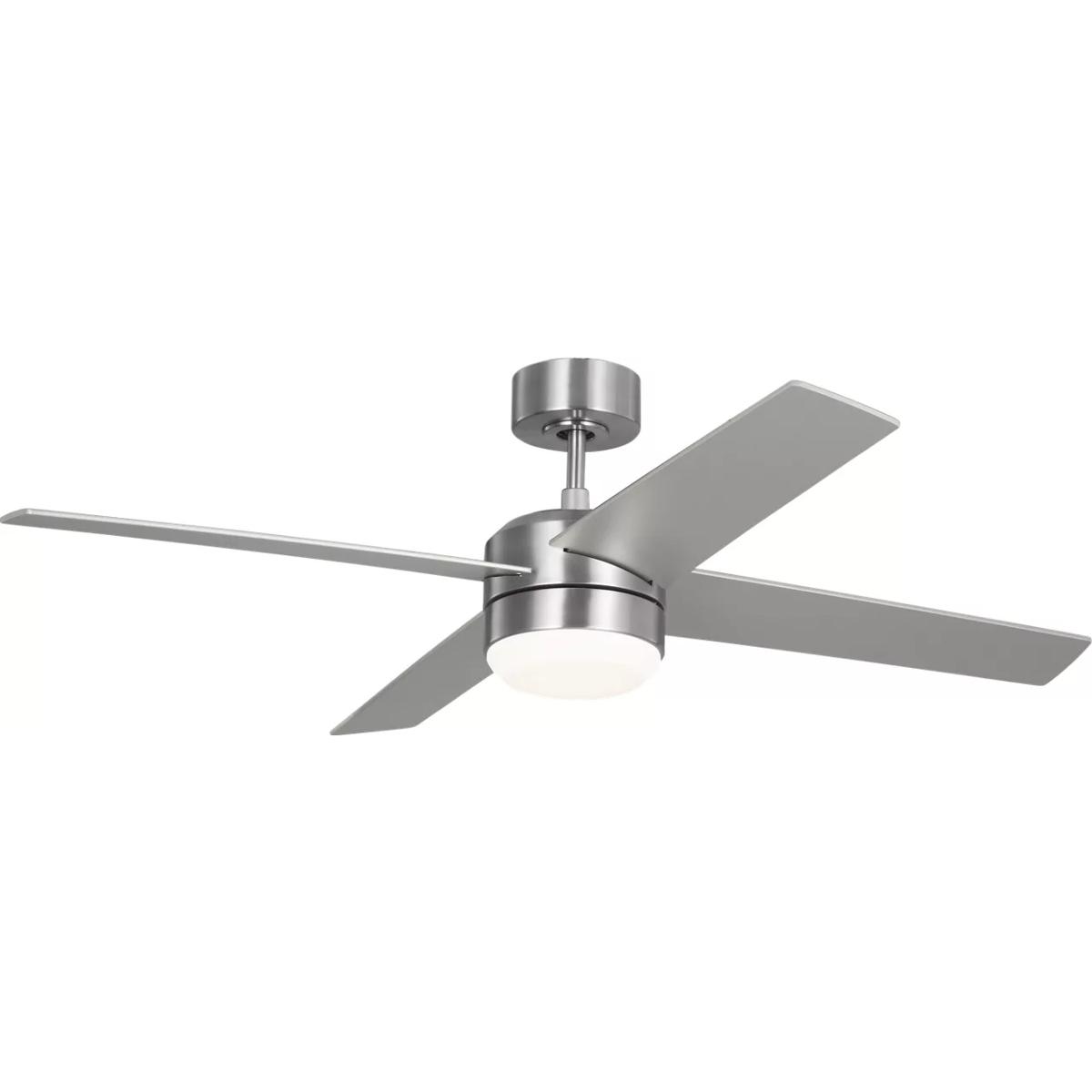 Generation Lighting 4LNIR52BSAWD Loni 52 inch Brushed Steel with American Walnut/Blade Silver Ceiling Fan