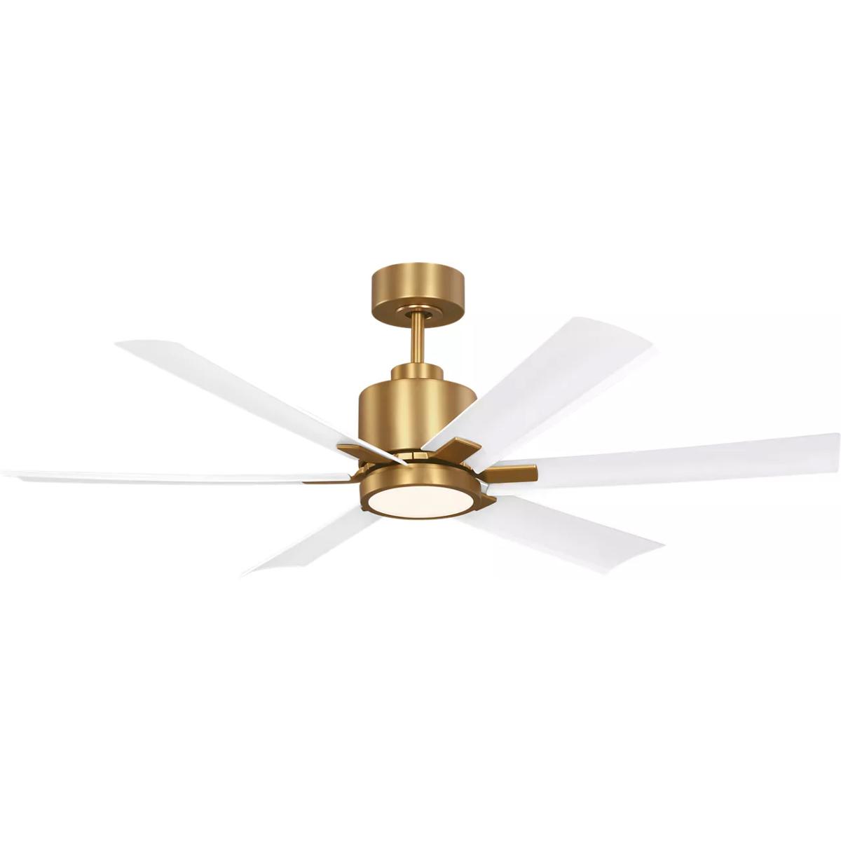 Generation Lighting 6FLSM52BBSD Flera Smart 52 LED 52 inch Burnished Brass with Matte White ABS Blades Ceiling Fan