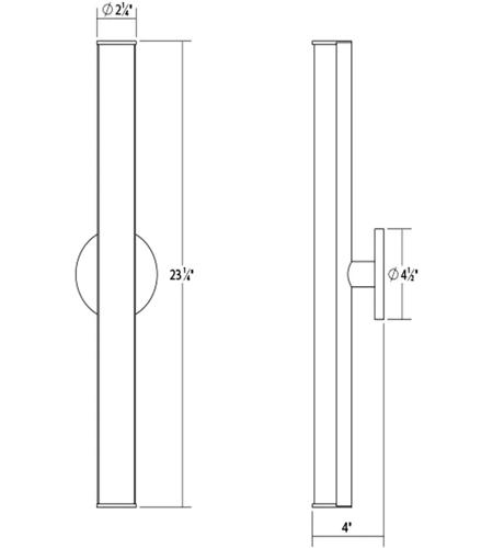 Sonneman 2502.23 Bauhaus Columns LED 2 inch Satin Chrome Wall Bar Wall Light 2502.23_Diagram.jpg