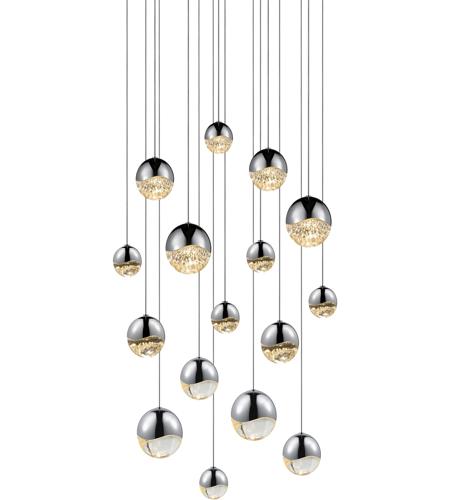 Sonneman 2923.01-AST Grapes LED 24 inch Polished Chrome Cluster Pendant Ceiling Light in Clear Glass Lens