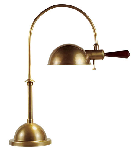 Sonneman Lighting Essex Arc Boom Table Lamp in Period Brass W/Mahog 3164.44
