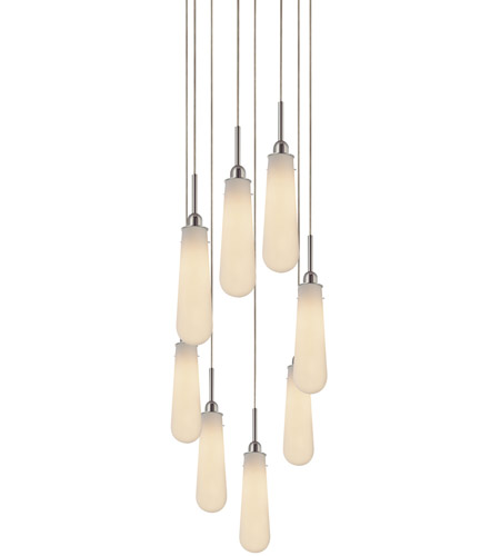 Sonneman 4848.01W Teardrop 8 Light 19 inch Polished Chrome Pendant Ceiling Light in White Opal Etched Hand-Blown Glass
