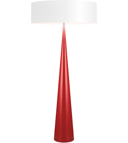 Sonneman 6141.64W Big Cone 68 inch 100 watt Gloss Red Floor Lamp Portable Light in White Opaque Paper