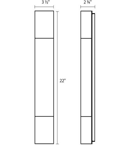 Sonneman 7352.74-WL Box Column LED 22 inch Textured Gray Indoor-Outdoor Sconce, Inside-Out 7352.74-WL_Diagram.jpg