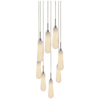 Sonneman 4848.01W Teardrop 8 Light 19 inch Polished Chrome Pendant Ceiling Light in White Opal Etched Hand-Blown Glass thumb