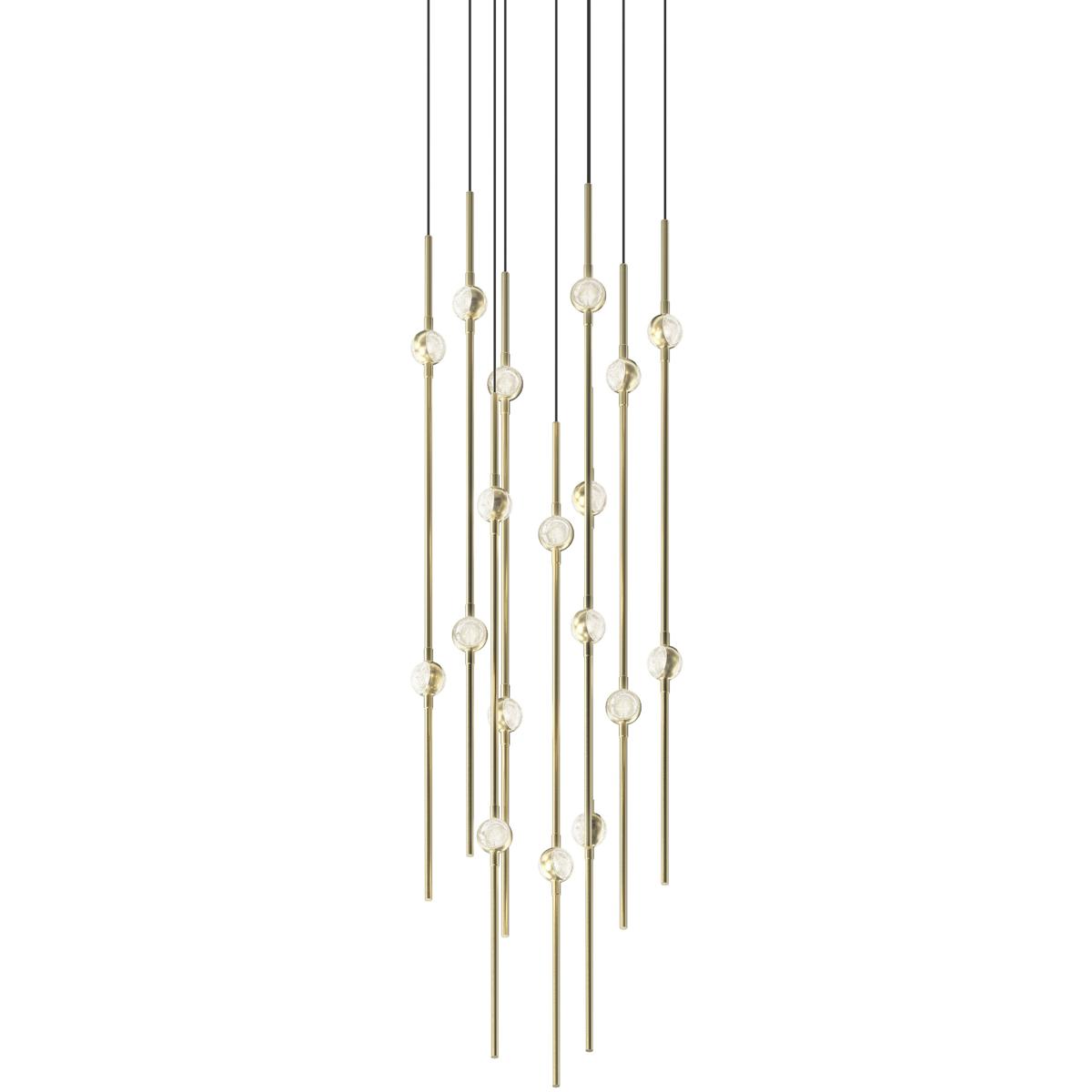 Sonneman 2012.38C-27 Constellation Aries LED 11.5 inch Satin Brass Pendant Ceiling Light in 2700K, Clear Faceted Acrylic, 10 FT. Cord