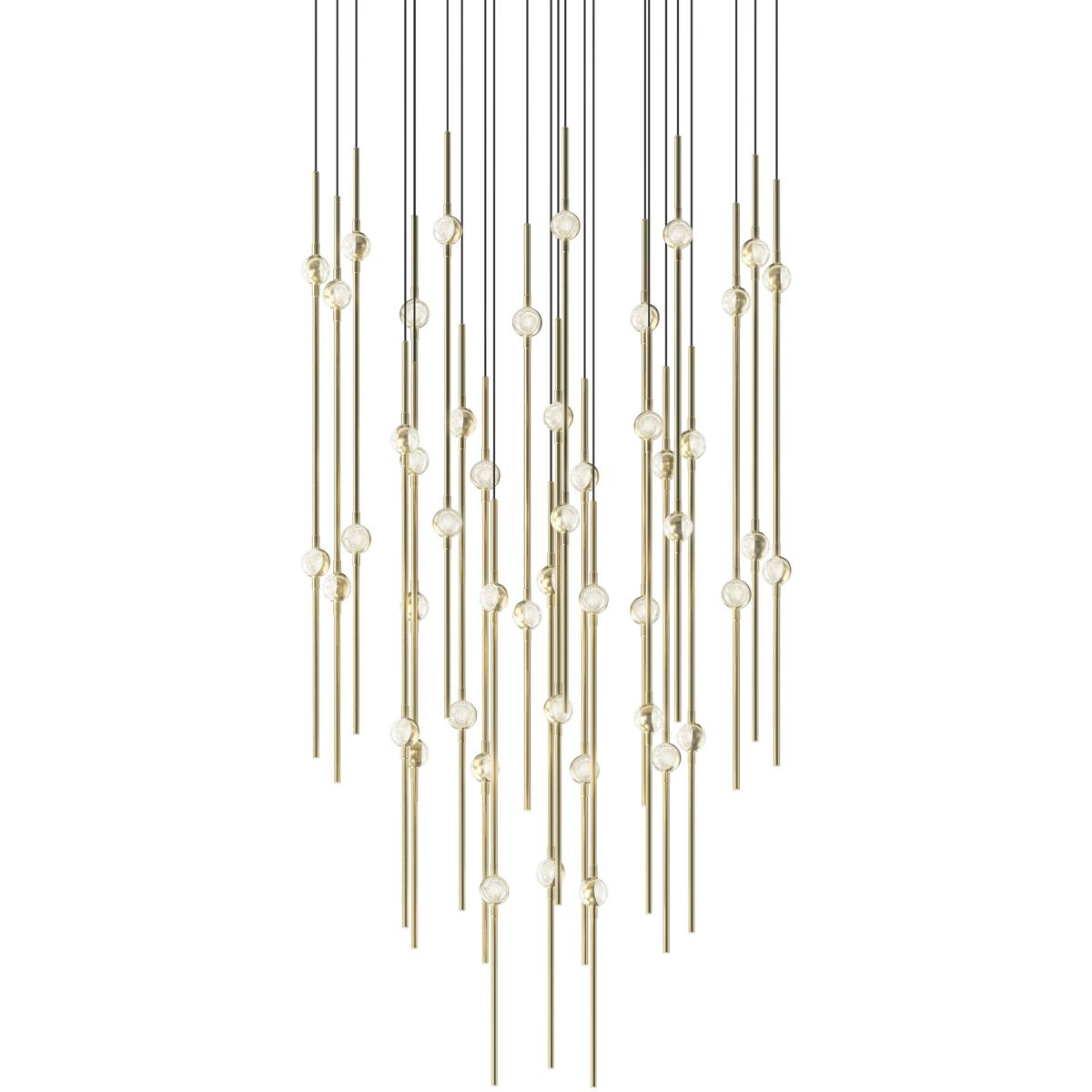 Sonneman 2014.38C-27 Constellation Aries LED 24.75 inch Satin Brass Pendant Ceiling Light in 2700K, Clear Faceted Acrylic, 10 FT. Cord