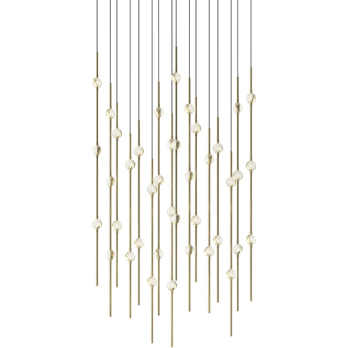 Sonneman 2015.38C-27 Constellation Aries LED 21.5 inch Satin Brass Pendant Ceiling Light in 2700K, Clear Faceted Acrylic, 10 FT. Cord