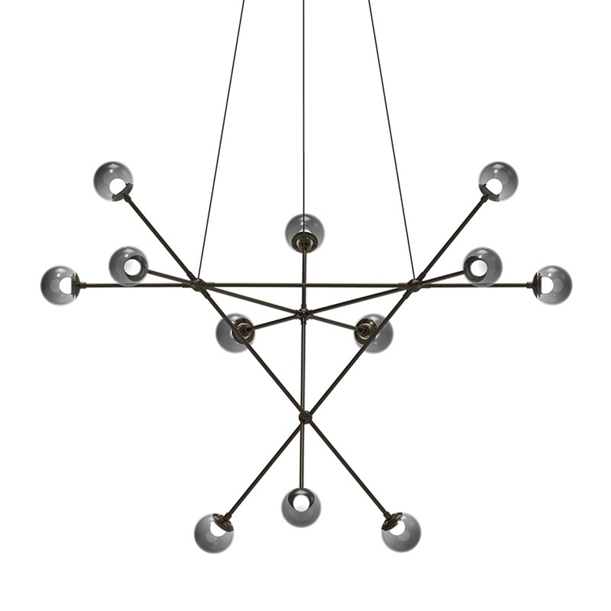 Sonneman 2082.37K Proton LED 40 inch Polished Black Nickel Pendant Ceiling Light in Smoke Glass