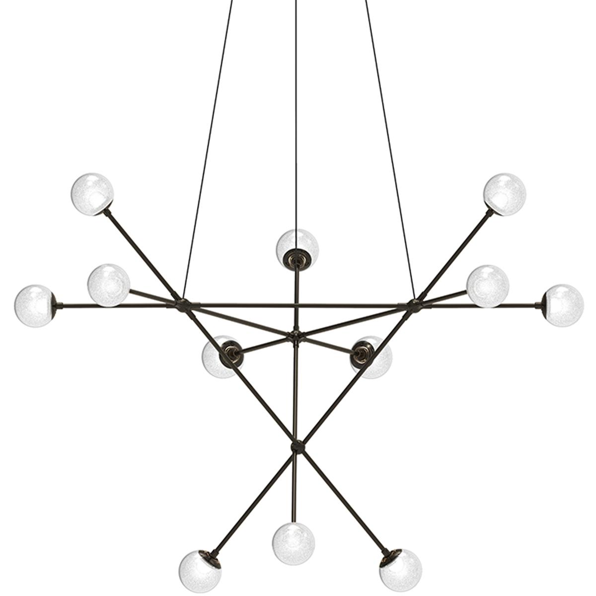 Sonneman 2082.37W Proton LED 40 inch Polished Black Nickel Pendant Ceiling Light in White Glass
