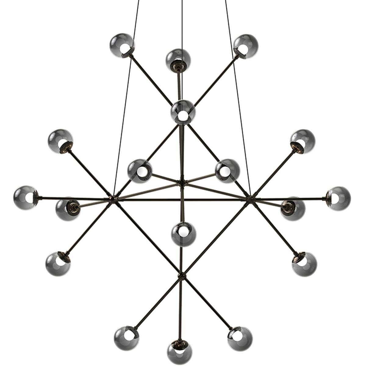 Sonneman 2084.37K Proton LED 40 inch Polished Black Nickel Pendant Ceiling Light in Smoke Glass