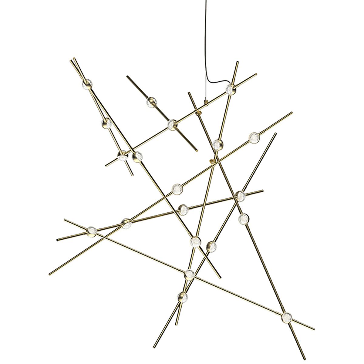 Sonneman 2152.38C Constellation Aquila Major LED 37.25 inch Satin Brass Chandelier Ceiling Light in 3000K, Clear Faceted Acrylic, 10 FT. Cord