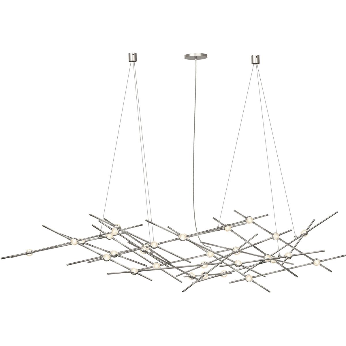 Sonneman 2155.13C Constellation Ursa Minor LED 55 inch Satin Nickel Chandelier Ceiling Light in 3000K, Clear Faceted Acrylic, 10 FT. Cord