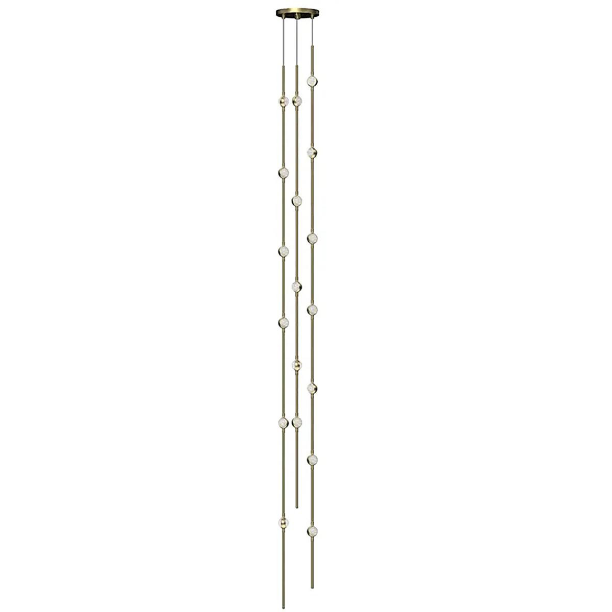 Sonneman 2161.38C-T-J20 Constellation Andromeda LED 6 inch Satin Brass Chandelier Ceiling Light in Tall, 3000K, 20 ft. Cord, Clear Faceted Acrylic