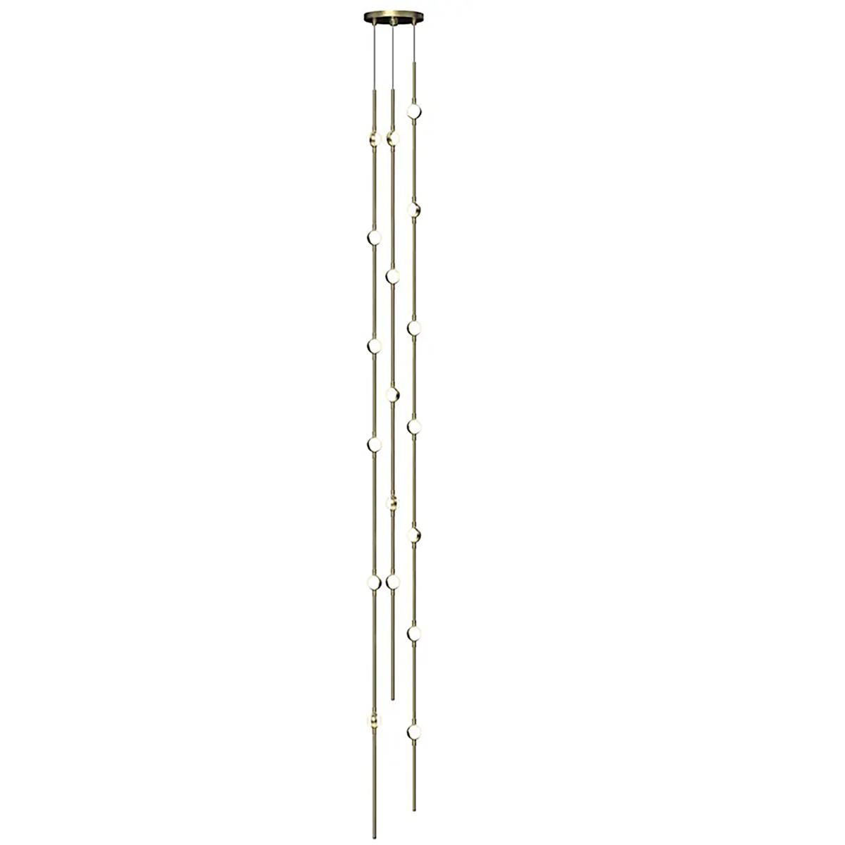 Sonneman 2161.38W-T-J20 Constellation Andromeda LED 6 inch Satin Brass Chandelier Ceiling Light in Tall, 3000K, 20 ft. Cord, White Optical Acrylic