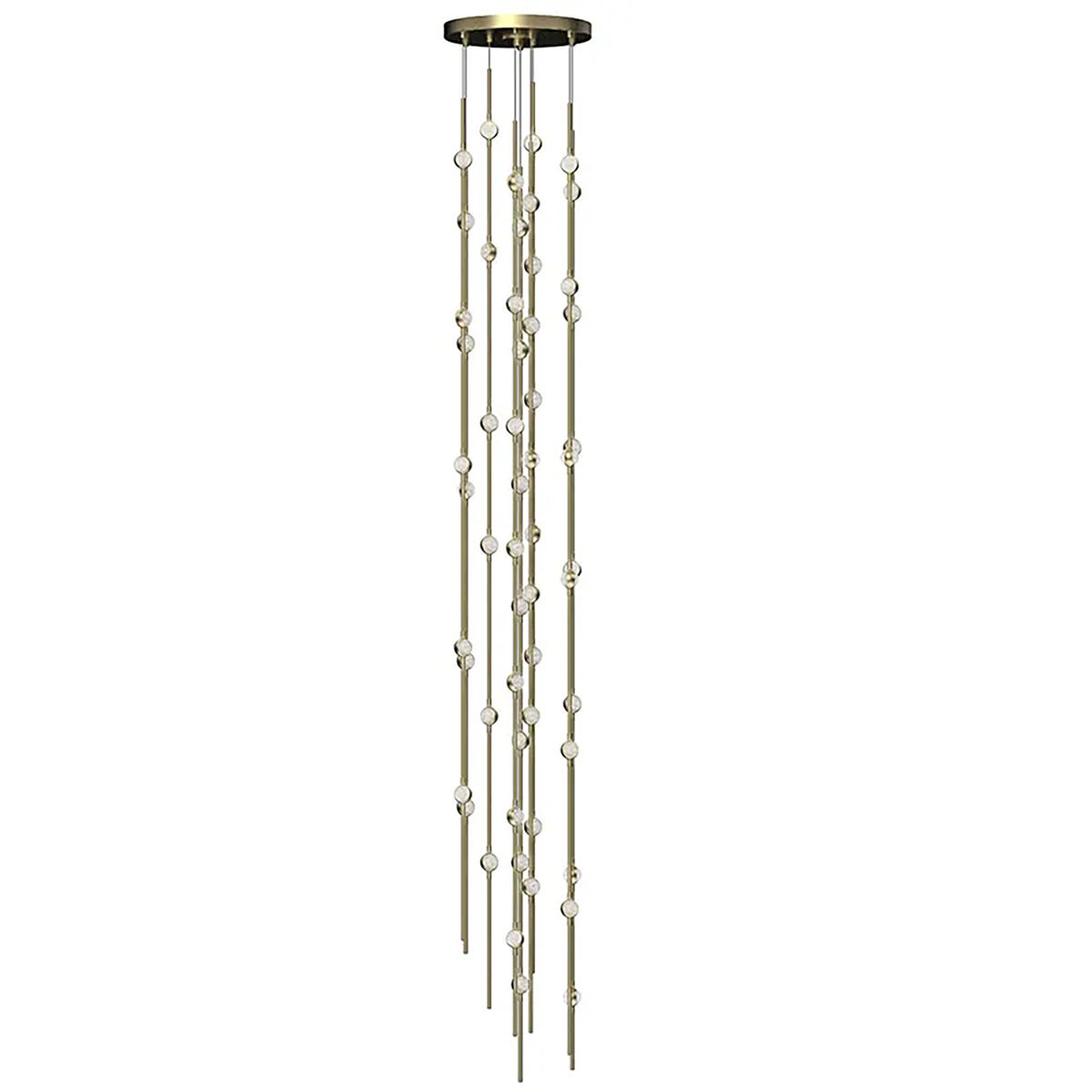 Sonneman 2162.38C-T-27-J20 Constellation Andromeda LED 12 inch Satin Brass Chandelier Ceiling Light in Tall, 2700K, 20 ft. Cord, Clear Faceted Acrylic