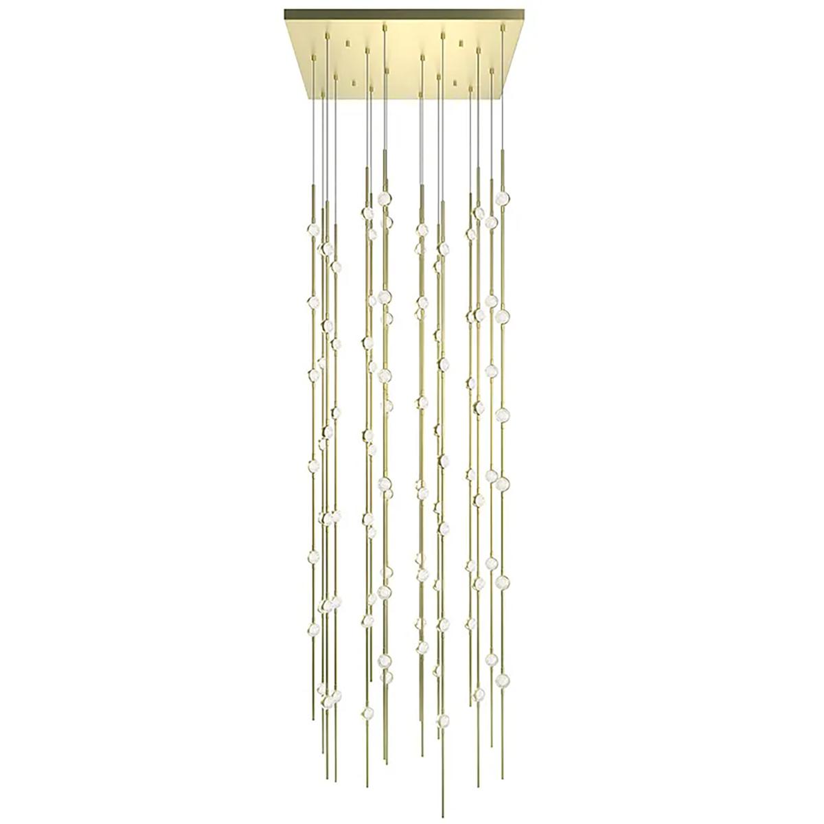 Sonneman 2165.38C-27 Constellation Andromeda LED 21.5 inch Satin Brass Chandelier Ceiling Light in 2700K, Clear Faceted Acrylic, 10 FT. Cord