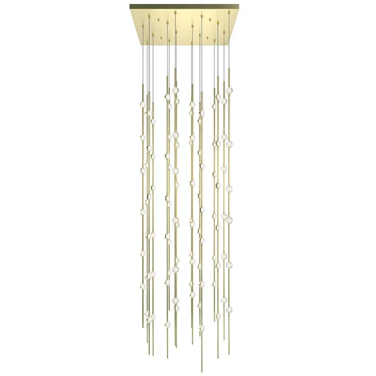 Sonneman 2165.38C-J20 Constellation Andromeda LED 21.5 inch Satin Brass Chandelier Ceiling Light in 3000K, 20 ft. Cord, Clear Faceted Acrylic