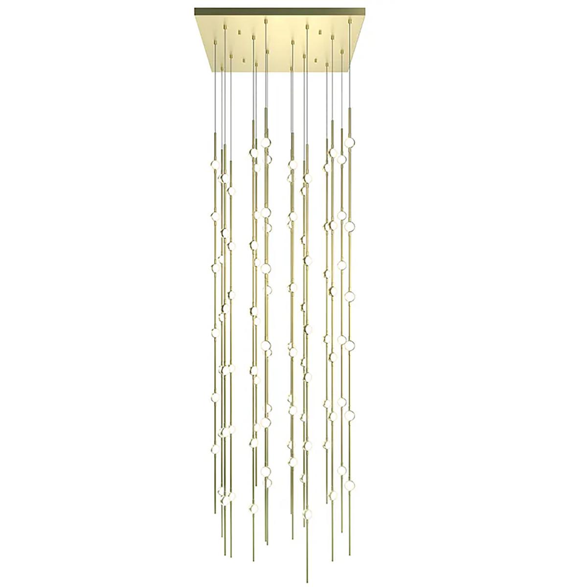 Sonneman 2165.38W Constellation Andromeda LED 21.5 inch Satin Brass Chandelier Ceiling Light in 3000K, White Optical Acrylic, 10 FT. Cord