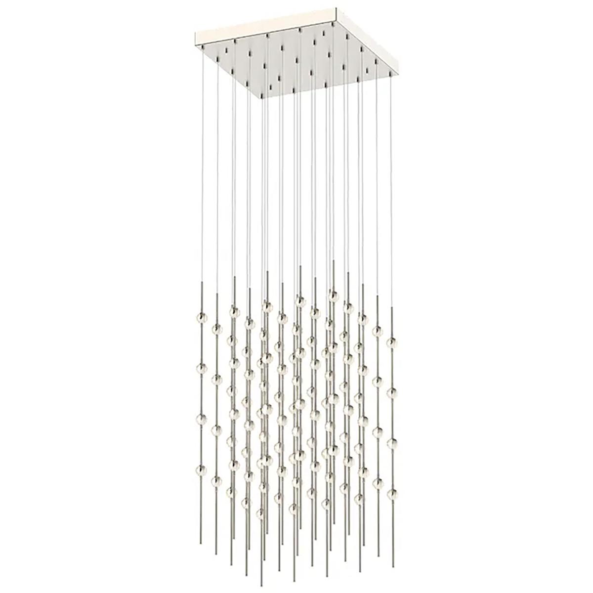 Sonneman 2168.13C Constellation Cosmic Cube LED 20.5 inch Satin Nickel Chandelier Ceiling Light in 3000K, Clear Faceted Acrylic, 10 FT. Cord