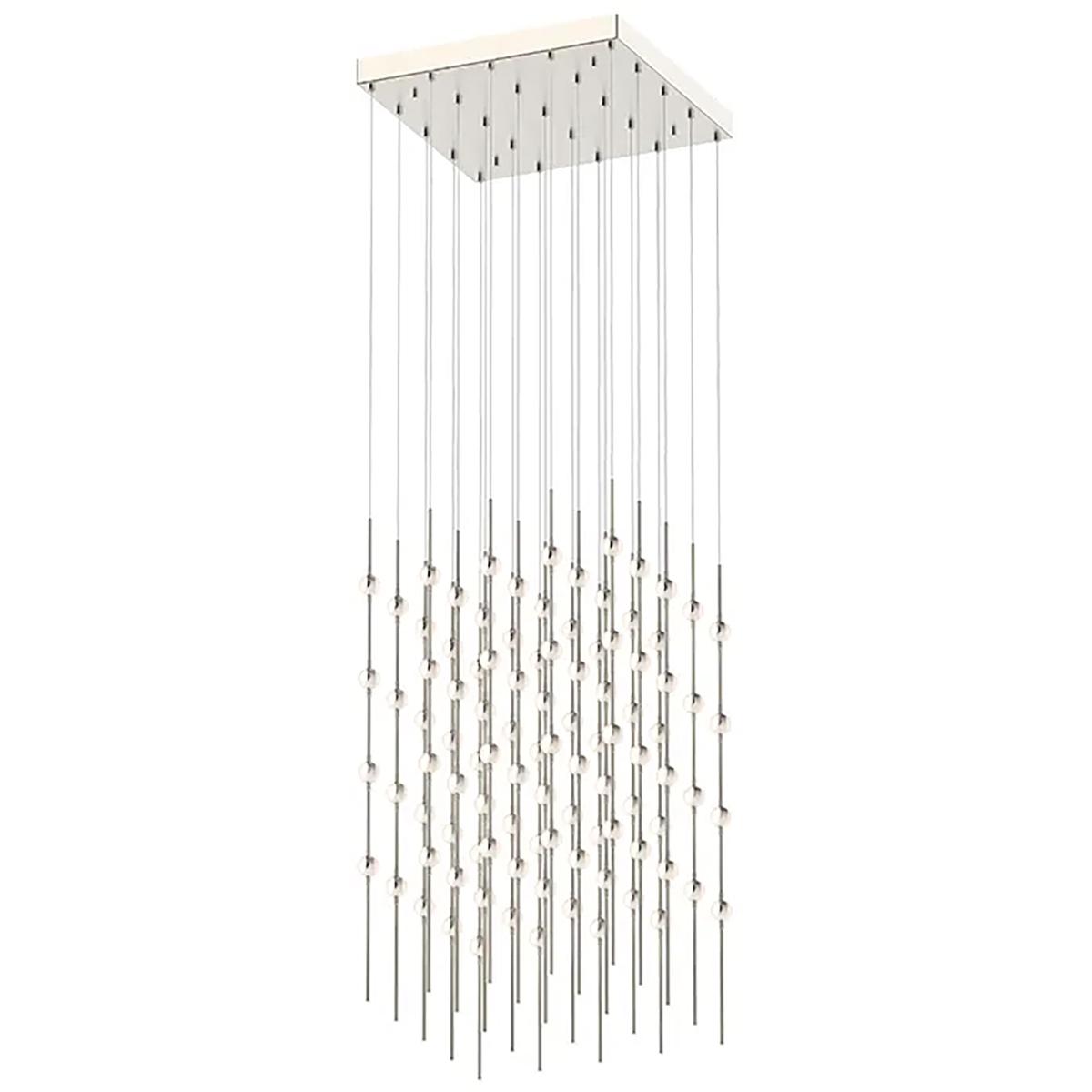 Sonneman 2168.13W Constellation Cosmic Cube LED 20.5 inch Satin Nickel Chandelier Ceiling Light in 3000K, White Optical Acrylic, 10 FT. Cord