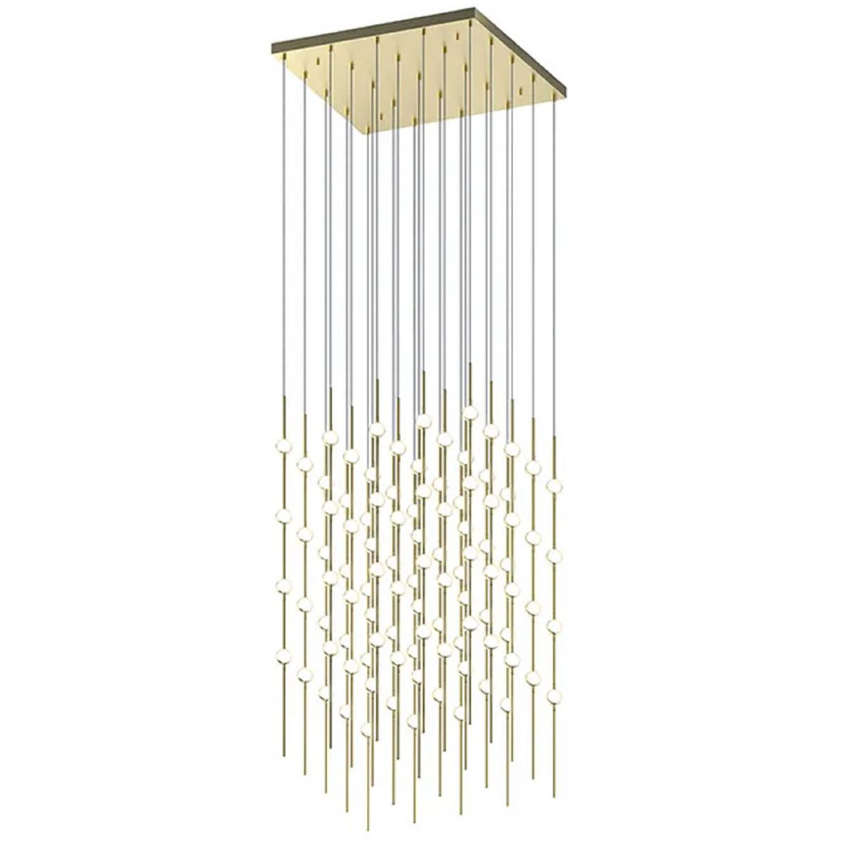 Sonneman 2168.38W-J20 Constellation Cosmic Cube LED 20.5 inch Satin Brass Chandelier Ceiling Light in 3000K, 20 ft. Cord, White Optical Acrylic