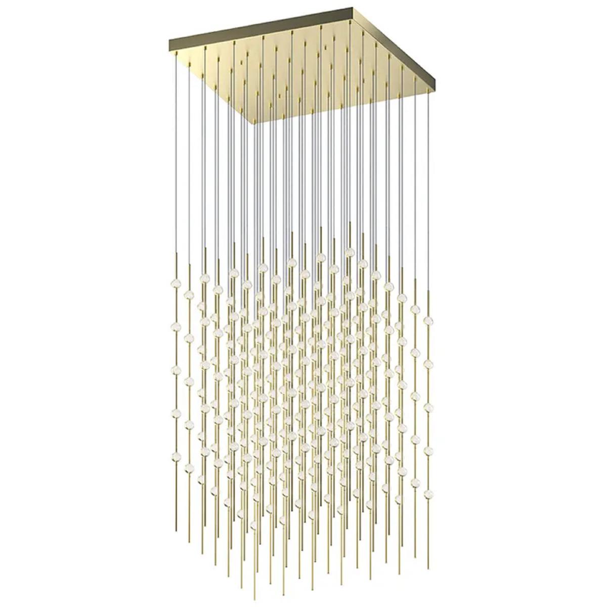 Sonneman 2169.38C-J20 Constellation Cosmic Cube LED 30 inch Satin Brass Chandelier Ceiling Light in 3000K, 20 ft. Cord, Clear Faceted Acrylic
