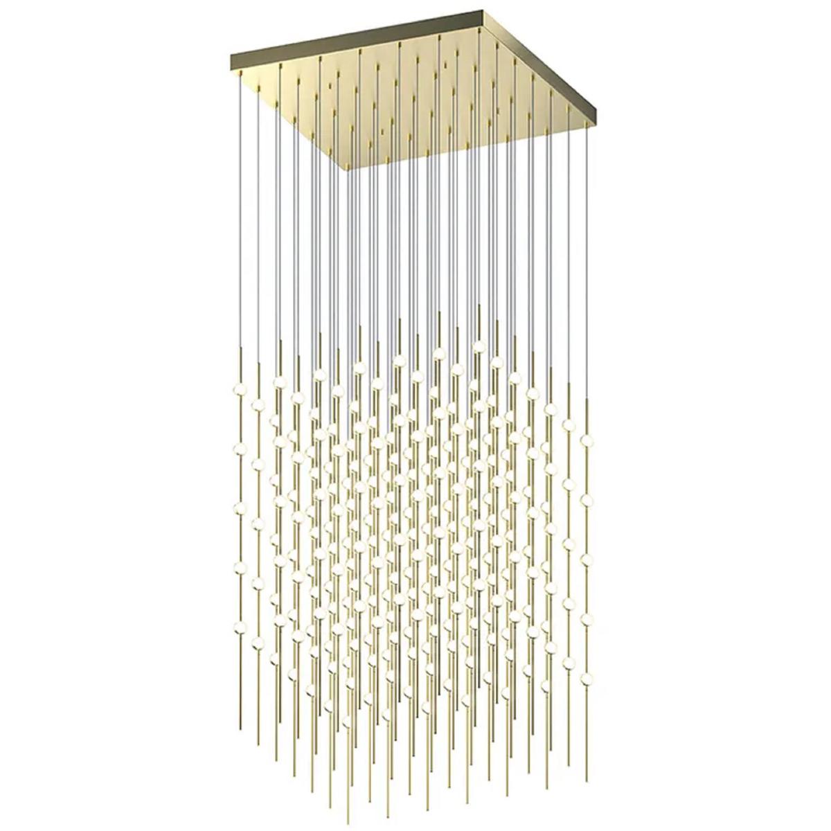 Sonneman 2169.38W-J20 Constellation Cosmic Cube LED 30 inch Satin Brass Chandelier Ceiling Light in 3000K, 20 ft. Cord, White Optical Acrylic