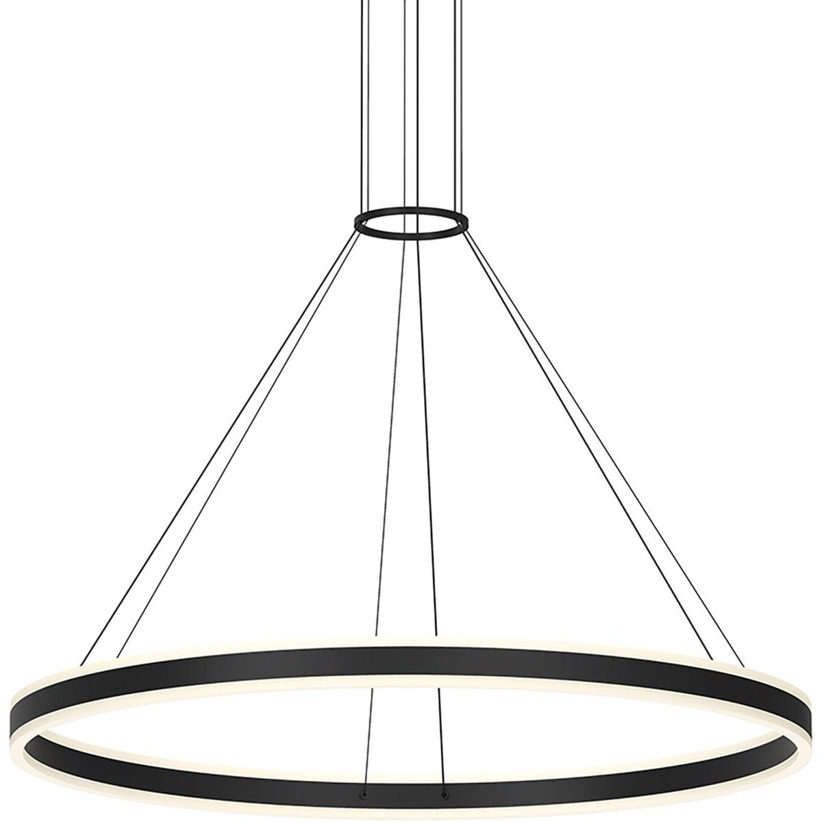 Sonneman 2307.25 Double Corona LED 47.25 inch Satin Black Pendant Ceiling Light in Standard Suspension