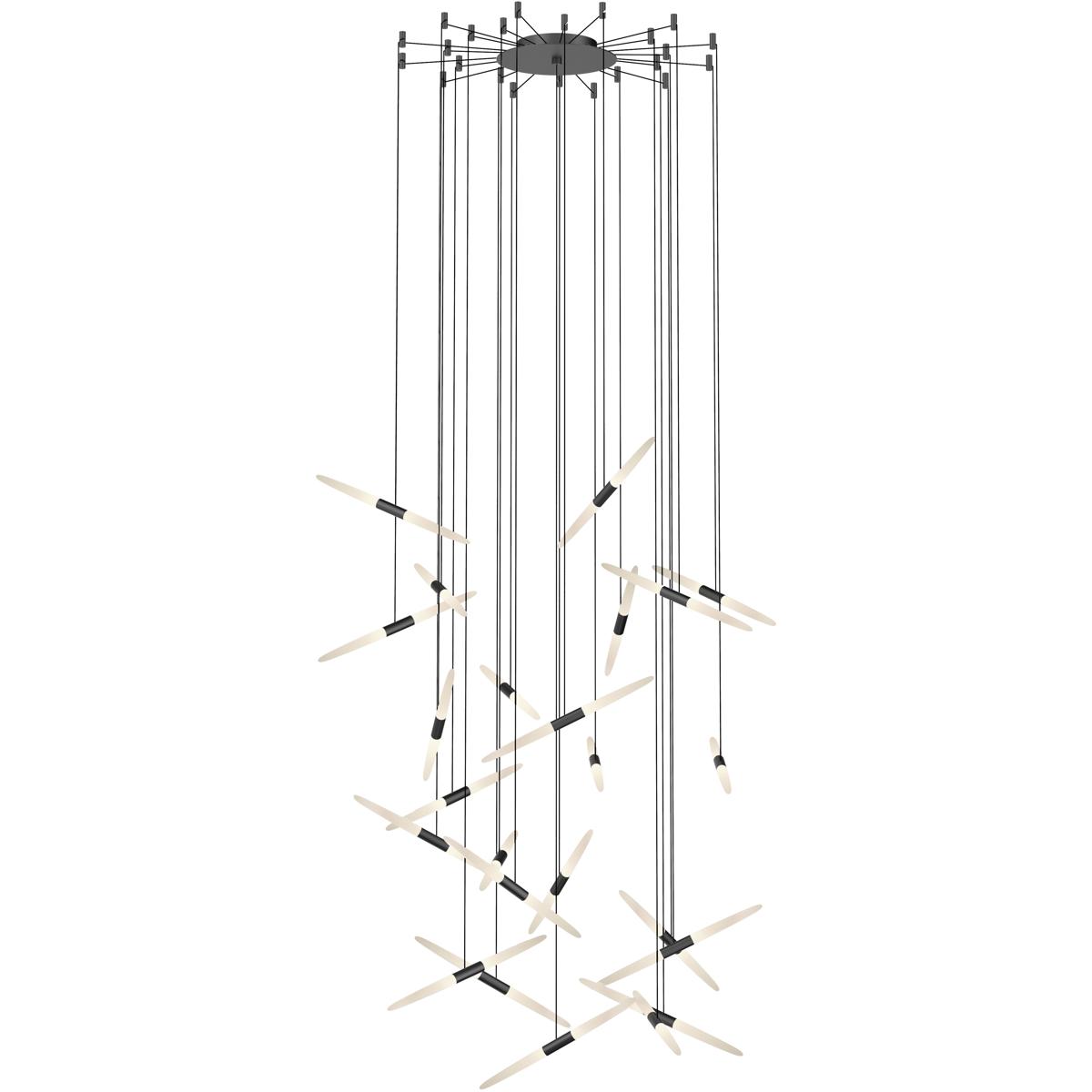 Sonneman 2897.25 Ballet LED 48.5 inch Satin Black Chandelier Ceiling Light in Standard Suspension