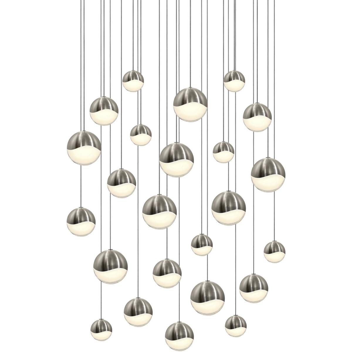 Sonneman 2918.13-AST Grapes LED 27 inch Satin Nickel Cluster Pendant Ceiling Light in Assorted