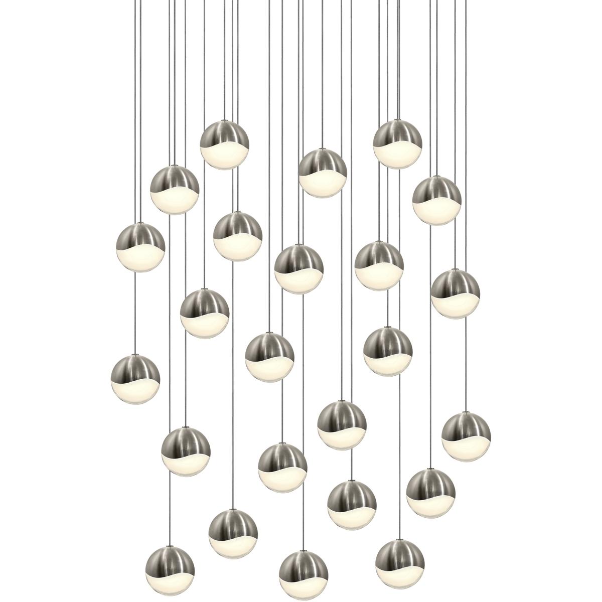 Sonneman 2918.13-MED Grapes LED 26 inch Satin Nickel Cluster Pendant Ceiling Light in White Glass