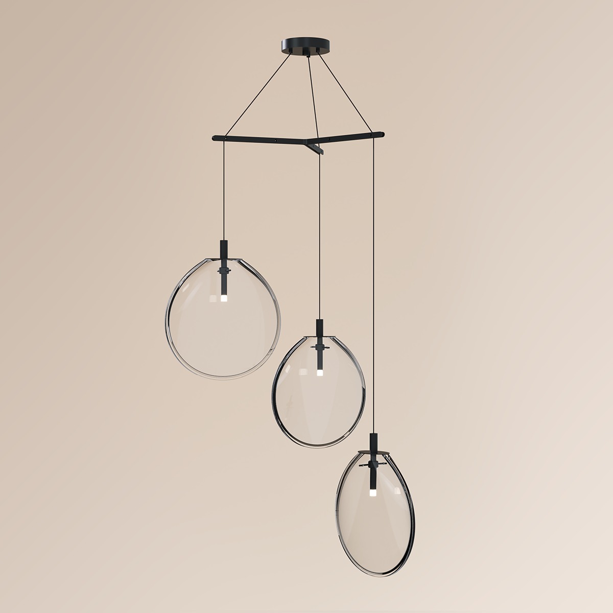 Sonneman 2995.25C-LRG Cantina LED 36 inch Satin Black Pendant Ceiling Light in Clear Glass, Large