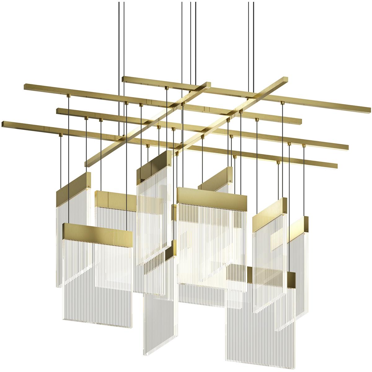 Sonneman 3097.14 V Panels 11 Light 46.75 inch Brass Pendant Ceiling Light