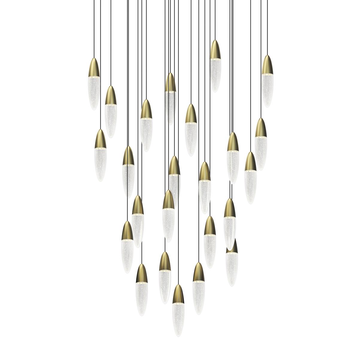 Sonneman 4166.38 Sultana LED 37 inch Satin Brass and Clear Pendant Ceiling Light