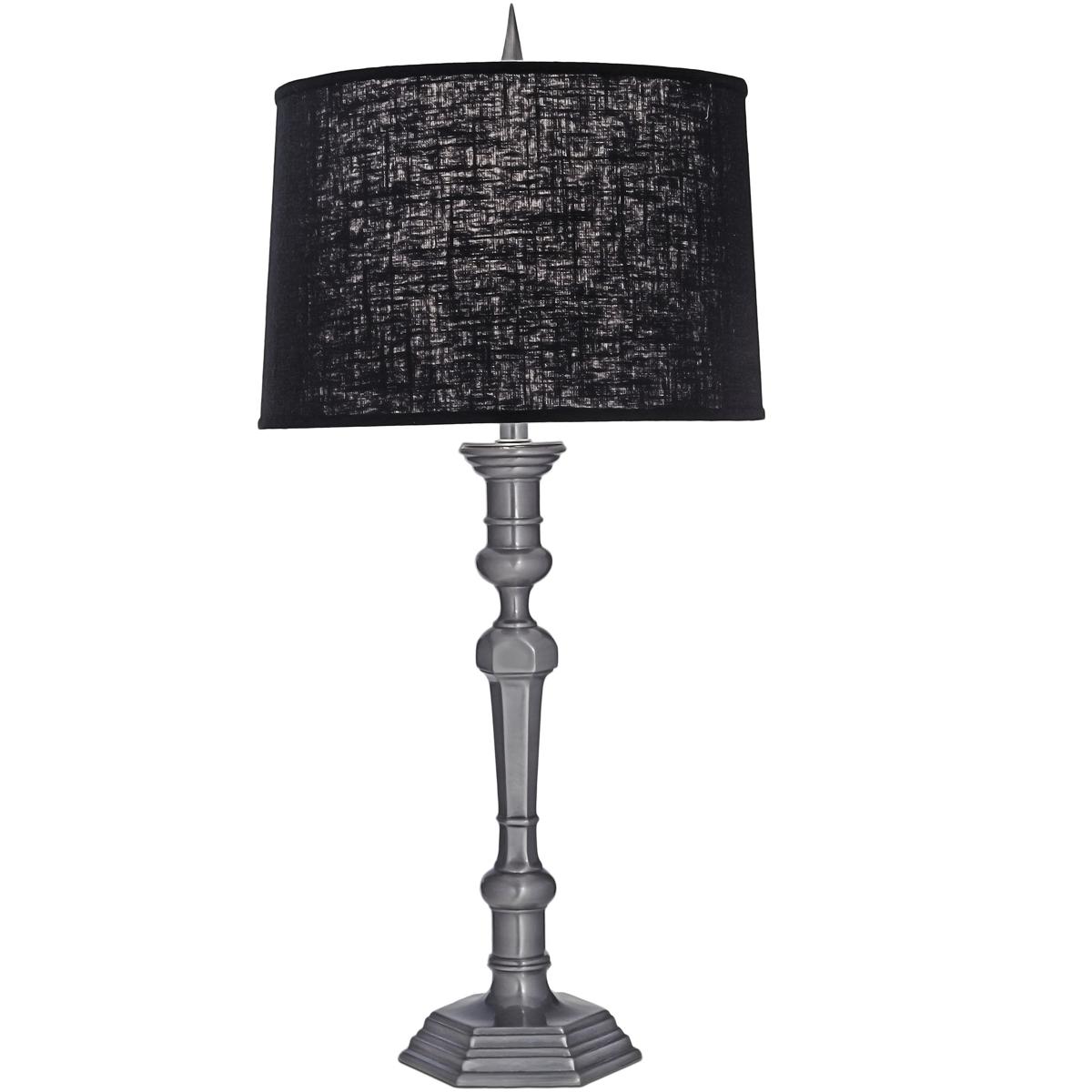 TL-N6086-K9079-AN 33 in. Antique Nickel Table Lamp with Off White Silk Shantung Shade, 8 x 16 x 12