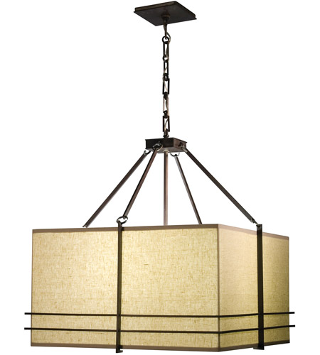 Stonegate SMESP01MB-RB-101 Mesa 3 Light 25 inch Hand Rubbed Bronze Pendant Ceiling Light in Natural Raw Silk photo