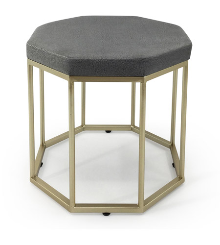 StyleCraft Home Collection F11506SXDS Cameron 16 inch Grey Gold Stool photo