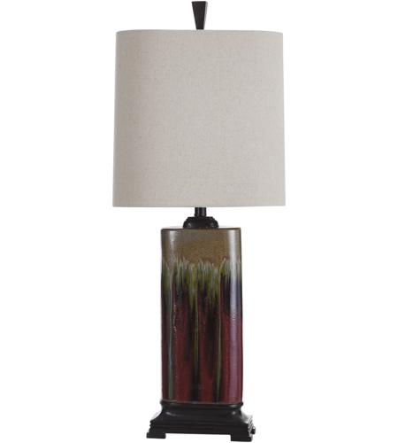 StyleCraft Home Collection L34377DS Signature 32 inch 100 watt Dark Red and Tan Glaze Table Lamp Portable Light photo