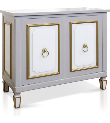 StyleCraft Home Collection SF25567DS Charlotte Blue and White and Gold Trim Two Door Cabinet photo