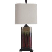 StyleCraft Home Collection L34377DS Signature 32 inch 100 watt Dark Red and Tan Glaze Table Lamp Portable Light photo thumbnail