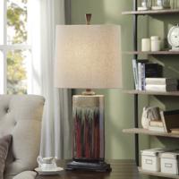 StyleCraft Home Collection L34377DS Signature 32 inch 100 watt Dark Red and Tan Glaze Table Lamp Portable Light alternative photo thumbnail