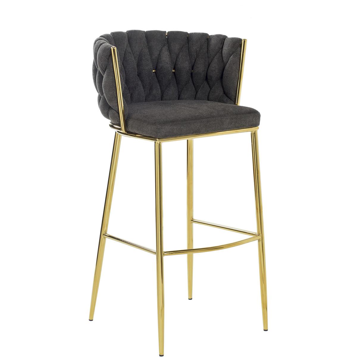 StyleCraft Home Collection AJF26616DS Woven Black and Polished Gold Chair