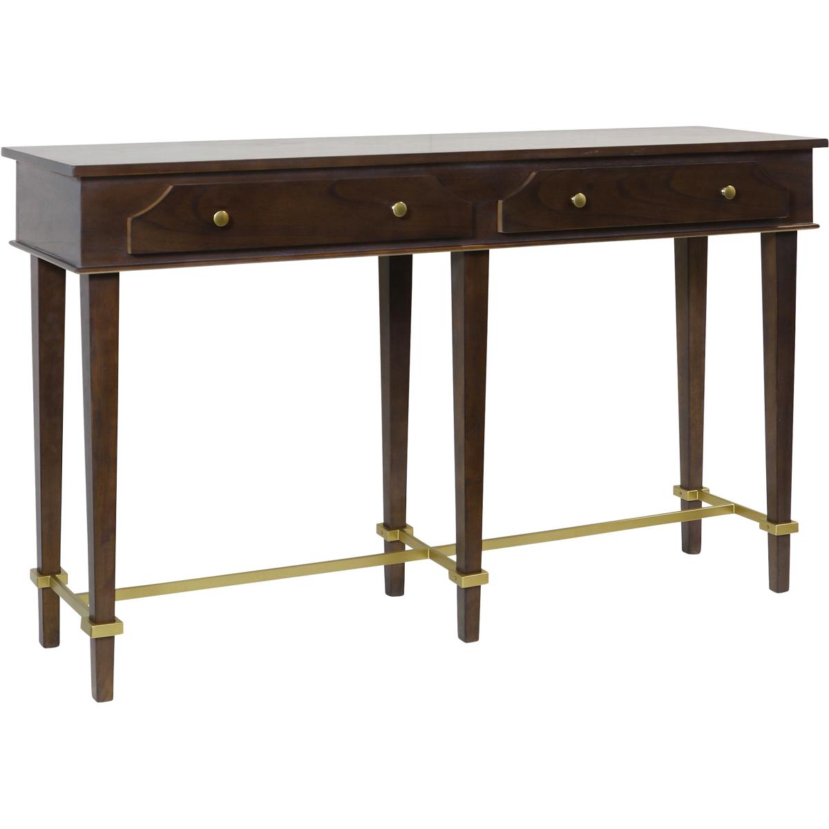StyleCraft Home Collection 16" Wood Albert Transitional Two Drawer Console Table - Dark Caramel